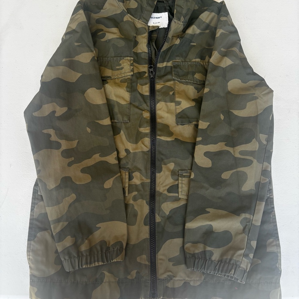 Old Navy Green Camouflage Hooded Jacket, Boy